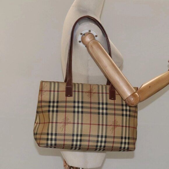 BURBERRY Nova Check Shoulder Bag PVC Beige Auth - Picture 1 of 15
